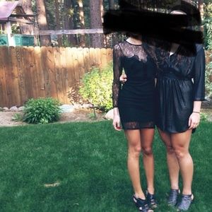 Vintage For Love and Lemons Black Lace Bodycon Midi Dress, Floral Lace